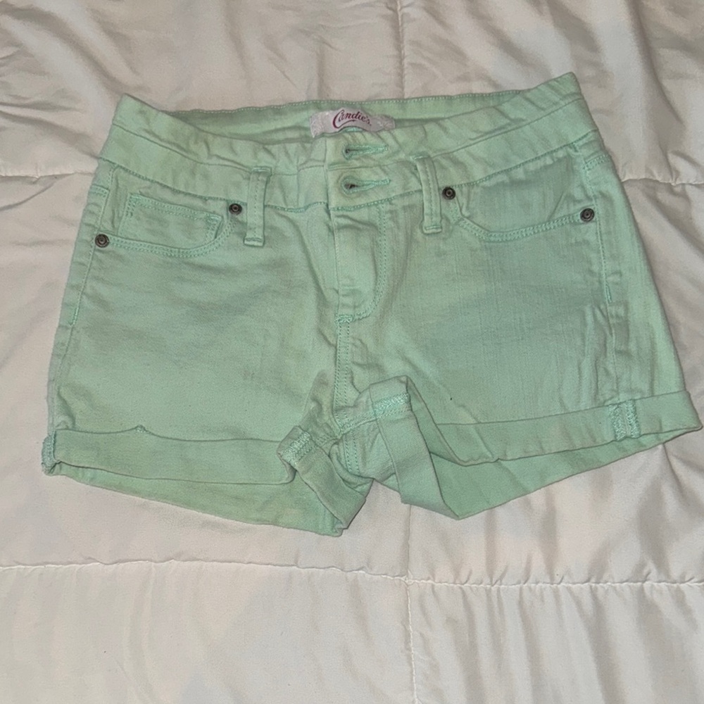 Candie's Green Jean Shorts Lightweight Denim